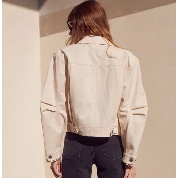 EUC AYR The Very Thing Neutral White Italian Cotton Canvas Cropped Jacket Sz XS - Picture 11 of 16